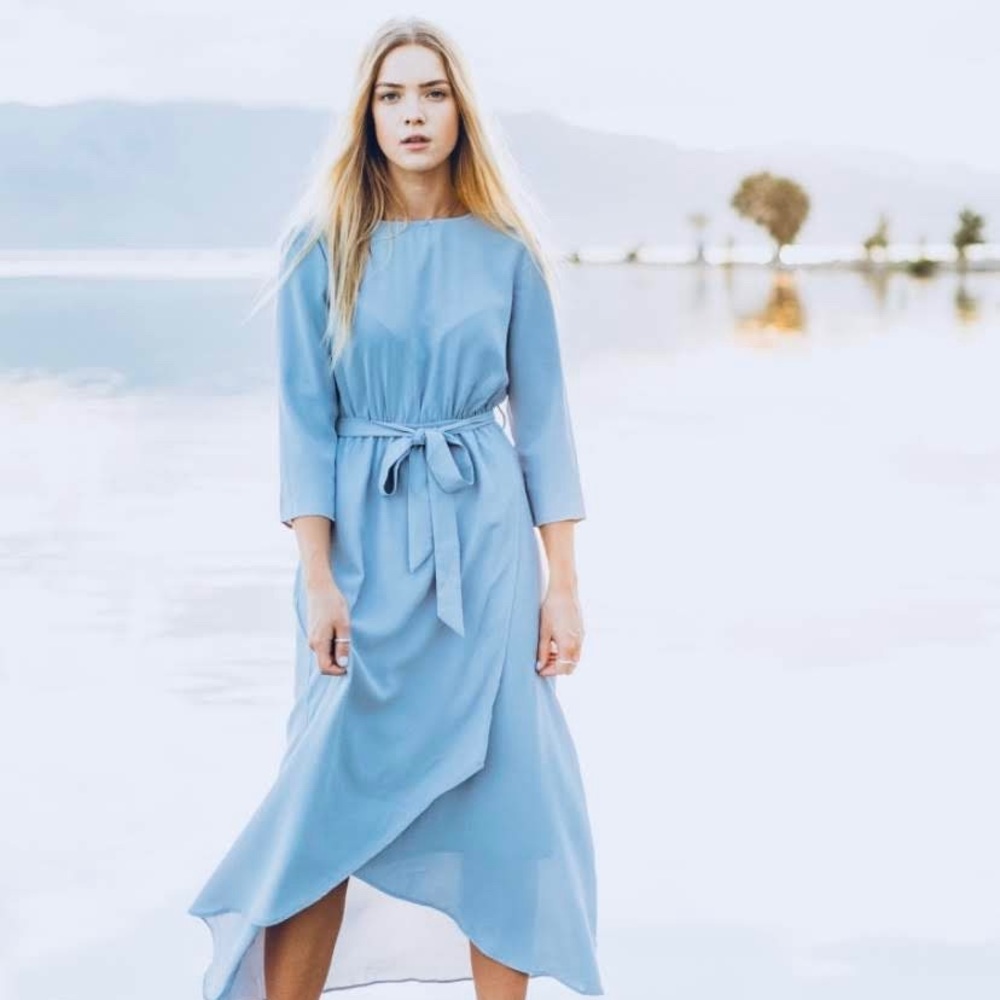 Piper & Scoot Sky Blue Lumbar Wrap Dress